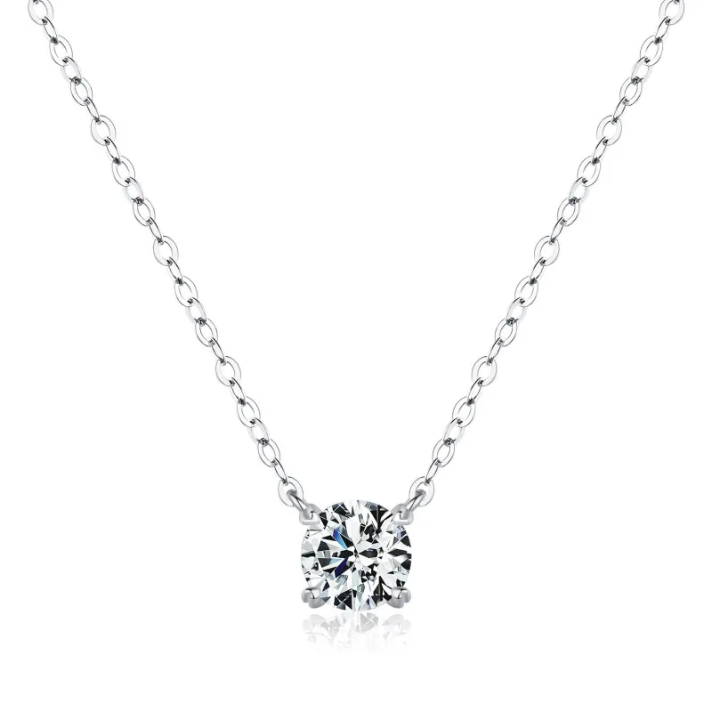 S925 Classical Round Moissanite Necklace 110300009