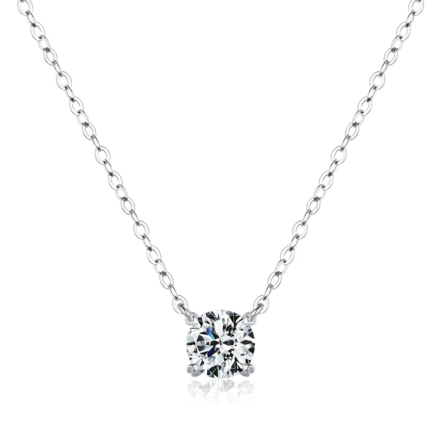 S925 Classical Round Moissanite Necklace 110300009