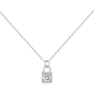 S925 Unique Moissanite Lock Penant Necklace 110300010