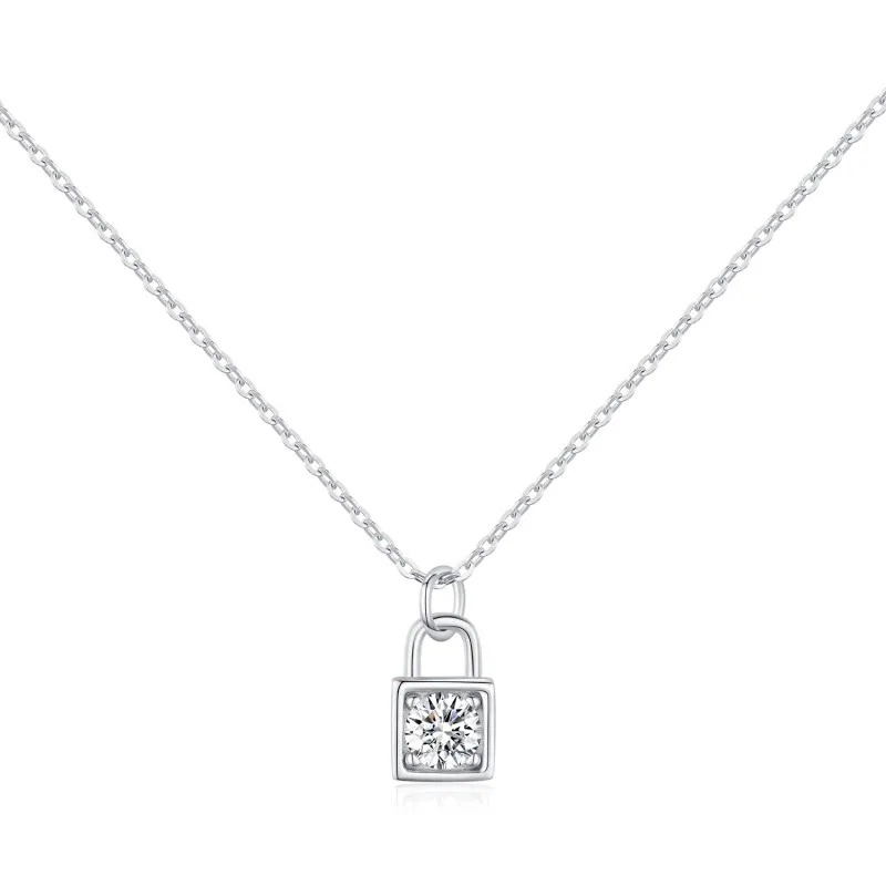 S925 Unique Moissanite Lock Penant Necklace 110300010