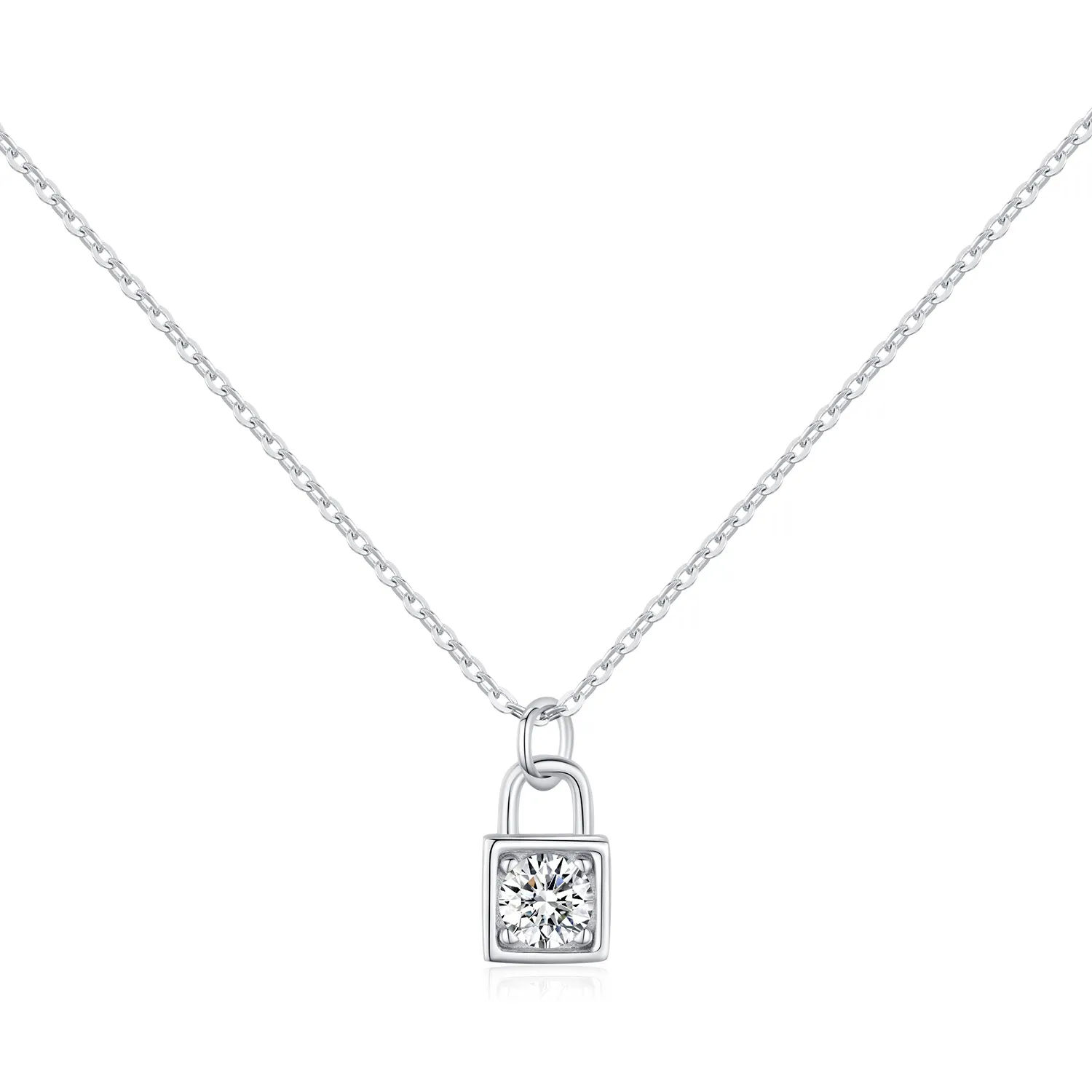S925 Unique Moissanite Lock Penant Necklace 110300010
