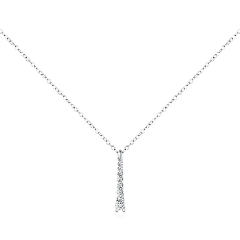 S925 Moissanite Y-Shaped Tassel Pendant Necklace 110300011