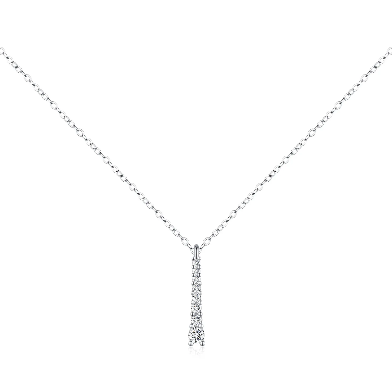 S925 Moissanite Y-Shaped Tassel Pendant Necklace 110300011