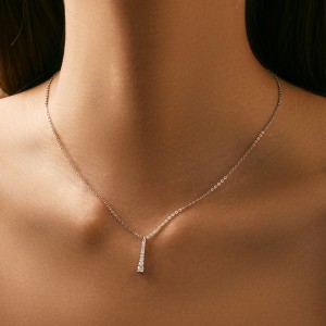 S925 Moissanite Y-Shaped Tassel Pendant Necklace 110300011