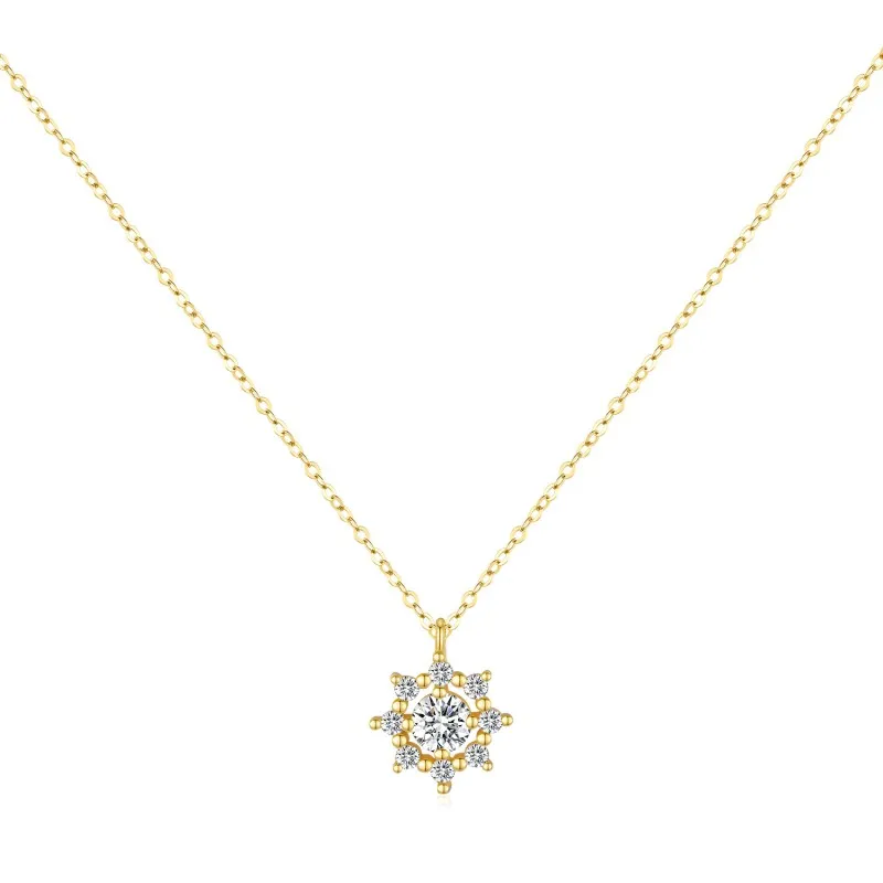 925 Sterling Silver Moissanite Snowflake Necklace 110300013