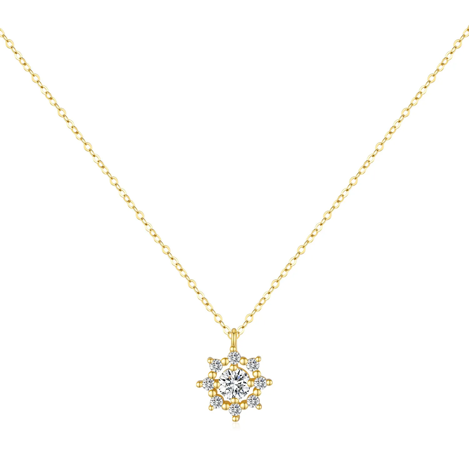 925 Sterling Silver Moissanite Snowflake Necklace 110300013