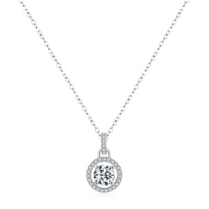 925 Sterling Silver 1Ct Moissanite Pendant Necklace 110300014