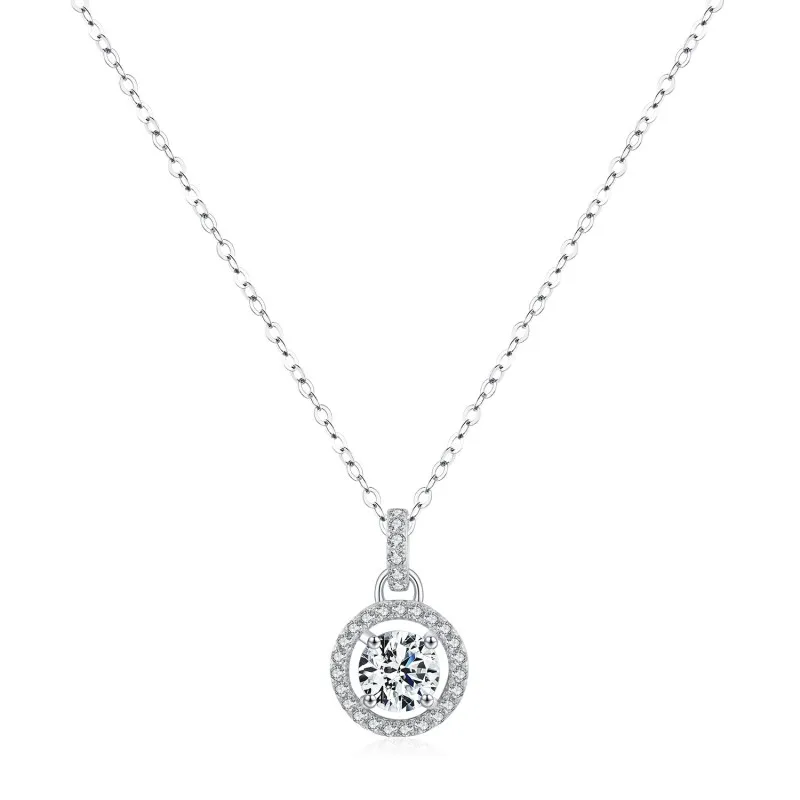 925 Sterling Silver 1Ct Moissanite Pendant Necklace 110300014