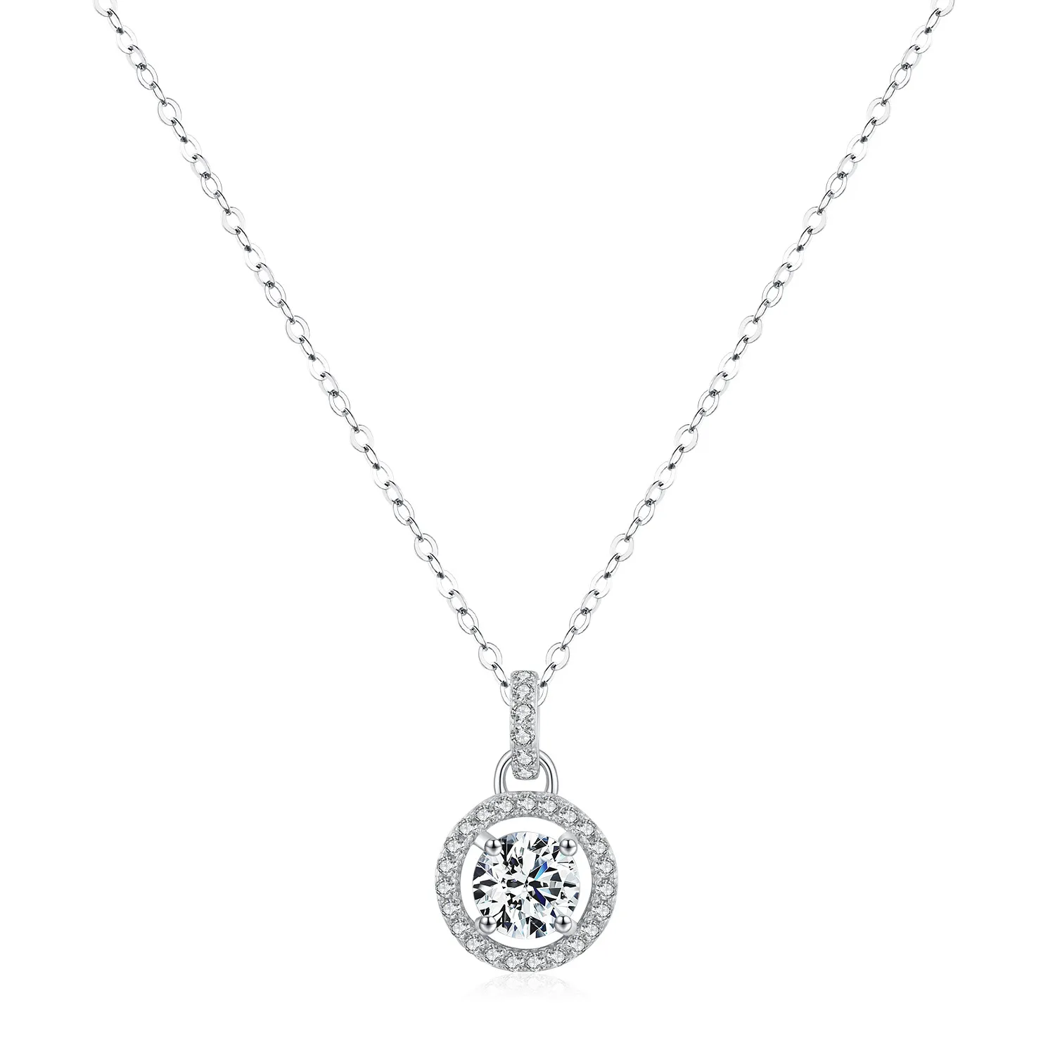 925 Sterling Silver 1Ct Moissanite Pendant Necklace 110300014