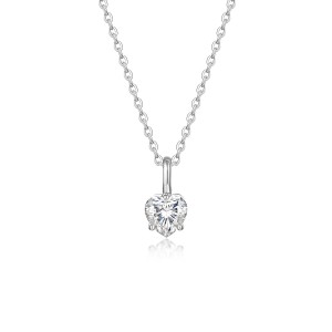 925 Sterling Silver Heart Moissanite Pendant Necklace 110300016