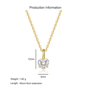 925 Sterling Silver Heart Moissanite Pendant Necklace 110300016