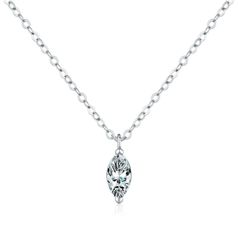 925 Sterling Silver 0.5ct Marquise Solitaire Pendant Necklace 110300017