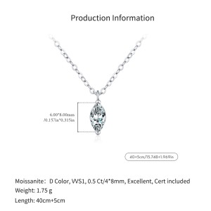 925 Sterling Silver 0.5ct Marquise Solitaire Pendant Necklace 110300017 925 Sterling Silver 0.5ct Marquise Solitaire Pendant Necklace 110300017