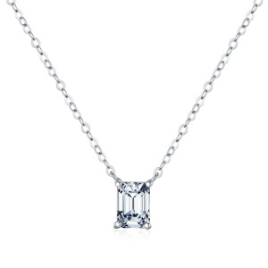 925 Sterling Silver Emerald Cut Moissanite Pendant Necklace 110300018 925 Sterling Silver Emerald Cut Moissanite Pendant Necklace 110300018