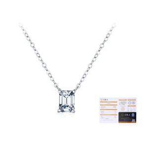 925 Sterling Silver Emerald Cut Moissanite Pendant Necklace 110300018 925 Sterling Silver Emerald Cut Moissanite Pendant Necklace 110300018