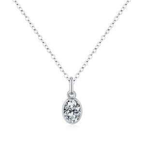 925 Sterling Silver 1Ct Oval Bezel Pendant Necklace 110300019 925 Sterling Silver 1Ct Oval Bezel Pendant Necklace 110300019
