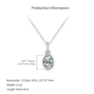 925 Sterling Silver 1Ct Oval Bezel Pendant Necklace 110300019 925 Sterling Silver 1Ct Oval Bezel Pendant Necklace 110300019