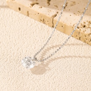 925 Sterling Silver 2Ct Round Solitaire Ball Chain Necklace 110300020 925 Sterling Silver 2Ct Round Solitaire Ball Chain Necklace 110300020