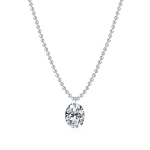 925 Sterling Silver Oval Moissanite Solitaire Ball Chain Necklace 110300021 925 Sterling Silver Oval Moissanite Solitaire Ball Chain Necklace 110300021