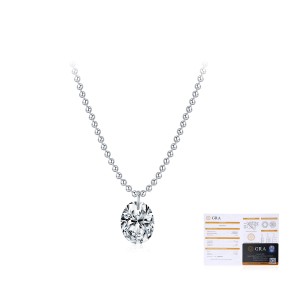 925 Sterling Silver Oval Moissanite Solitaire Ball Chain Necklace 110300021 925 Sterling Silver Oval Moissanite Solitaire Ball Chain Necklace 110300021