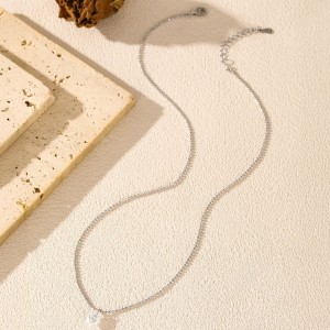 925 Sterling Silver Oval Moissanite Solitaire Ball Chain Necklace 110300021 925 Sterling Silver Oval Moissanite Solitaire Ball Chain Necklace 110300021