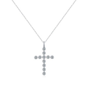 925 Sterling Silver Moissanite Bezel Cross Pendant Necklace 110300022 925 Sterling Silver Moissanite Bezel Cross Pendant Necklace 110300022