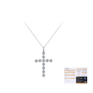 925 Sterling Silver Moissanite Bezel Cross Pendant Necklace 110300022 925 Sterling Silver Moissanite Bezel Cross Pendant Necklace 110300022