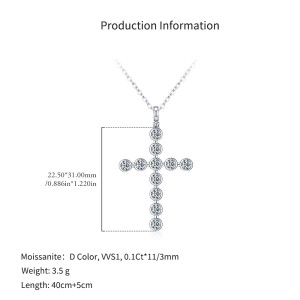 925 Sterling Silver Moissanite Bezel Cross Pendant Necklace 110300022 925 Sterling Silver Moissanite Bezel Cross Pendant Necklace 110300022