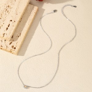 925 Sterling Silver Oval Champagne Moissanite Halo Pendant Necklace 110300025