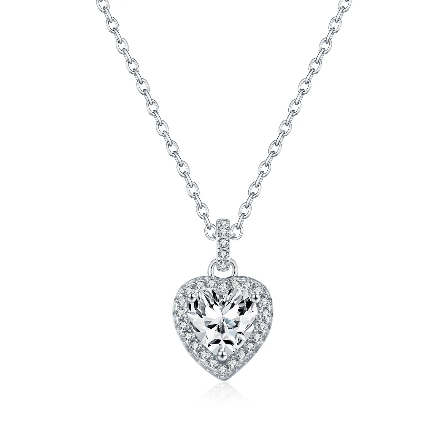925 Sterling Silver 1Ct Heart Halo Moissanite Pendant Necklace 110300026 925 Sterling Silver 1Ct Heart Halo Moissanite Pendant Necklace 110300026