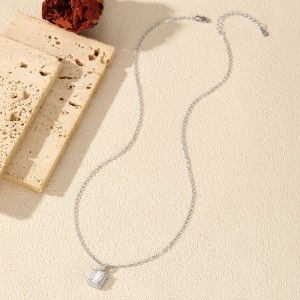 925 Sterling Silver 1Ct Emerald Cut Moissanite Pendant Necklace 110300027