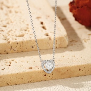 925 Sterling Silver Heart Halo Moissanite Pendant Necklace 110300029 925 Sterling Silver Heart Halo Moissanite Pendant Necklace 110300029