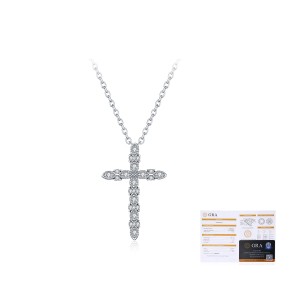 925 Sterling Silver Vintage Pave Moissanite Cross Necklace 110300031 925 Sterling Silver Vintage Pave Moissanite Cross Necklace 110300031