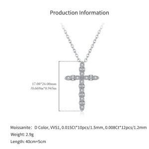 925 Sterling Silver Vintage Pave Moissanite Cross Necklace 110300031 925 Sterling Silver Vintage Pave Moissanite Cross Necklace 110300031