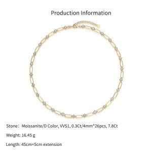 925 Sterling Silver 0.3Ct Moissanite Paperclip Chain Necklace 110300033