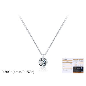 925 Sterling Silver Round Moissanite Solitaire Necklace 110300034