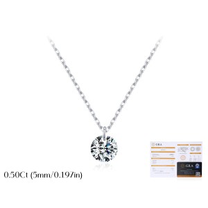 925 Sterling Silver Round Moissanite Solitaire Necklace 110300034