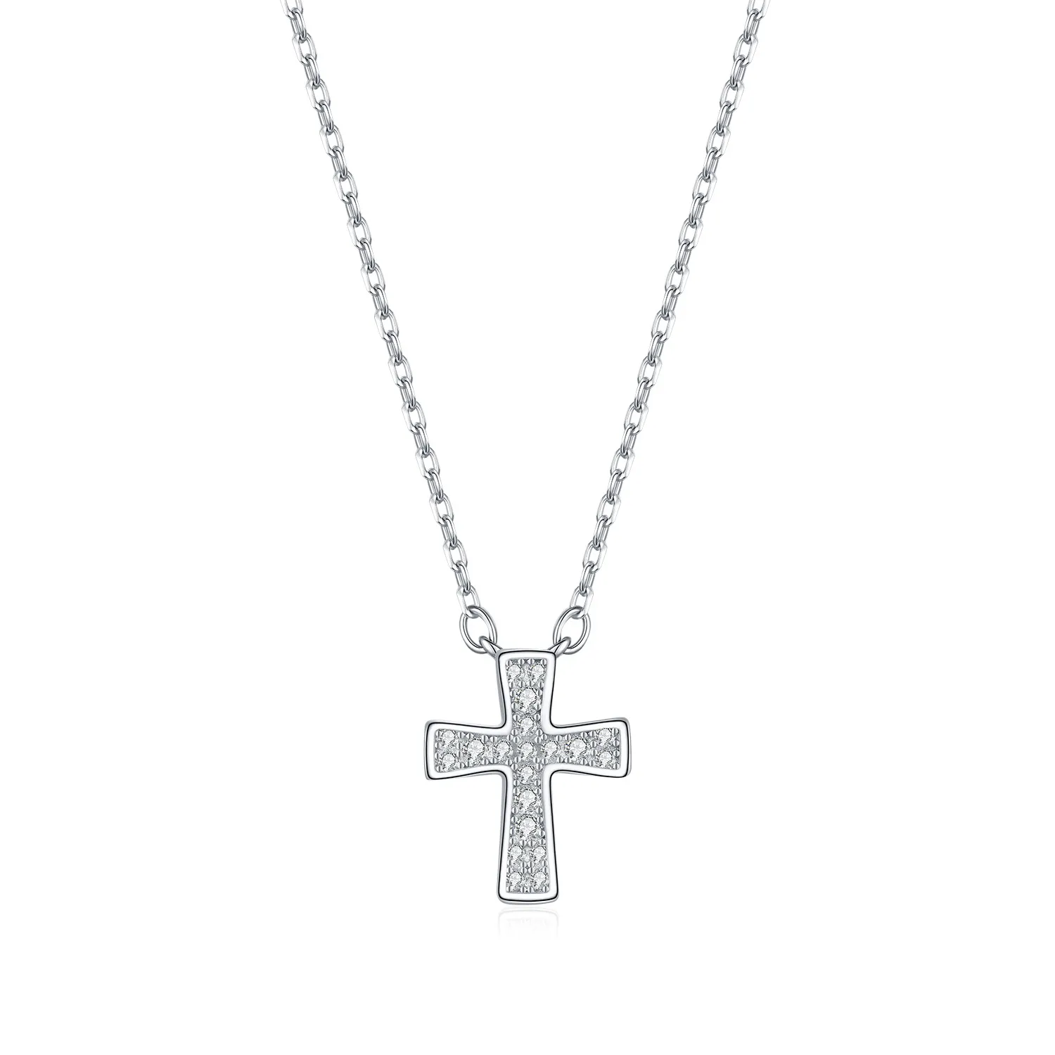 925 Sterling Silver Pave Moissanite Cross Pendant Necklace