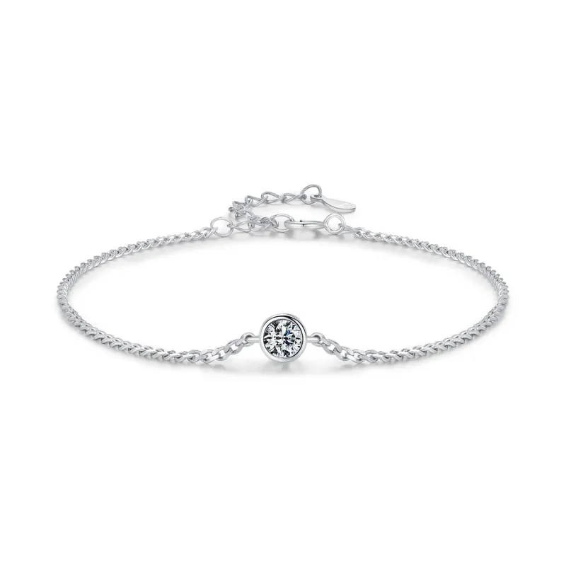 S925 Minimalist Moissanite Solitaire Chain Bracelet 110400002