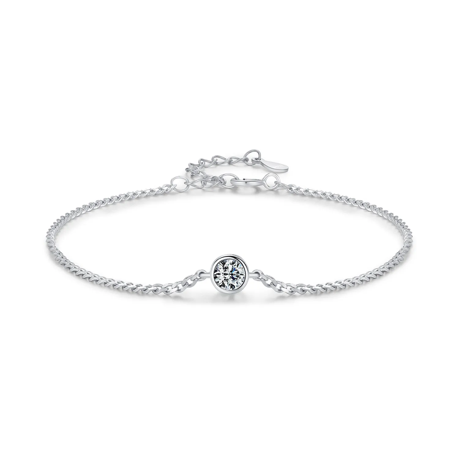 S925 Minimalist Moissanite Solitaire Chain Bracelet 110400002