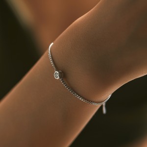 S925 Minimalist Moissanite Solitaire Chain Bracelet 110400002