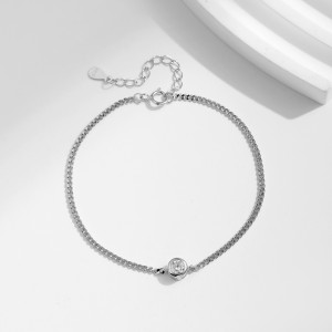 S925 Minimalist Moissanite Solitaire Chain Bracelet 110400002