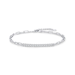 925 Sterling Silver Moissanite Linked Chain Bracelet 110400004