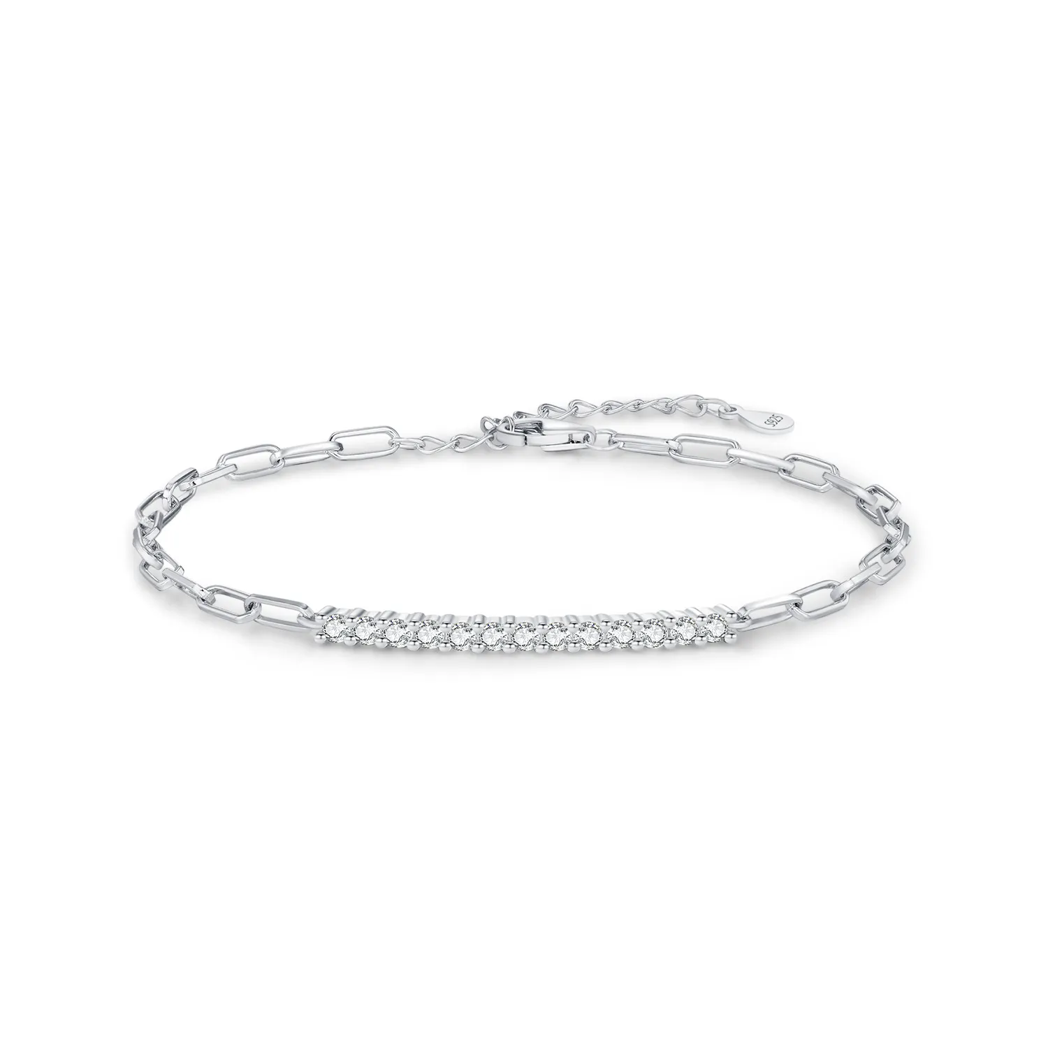 925 Sterling Silver Moissanite Linked Chain Bracelet 110400004