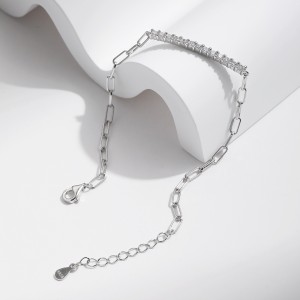 925 Sterling Silver Moissanite Linked Chain Bracelet 110400004