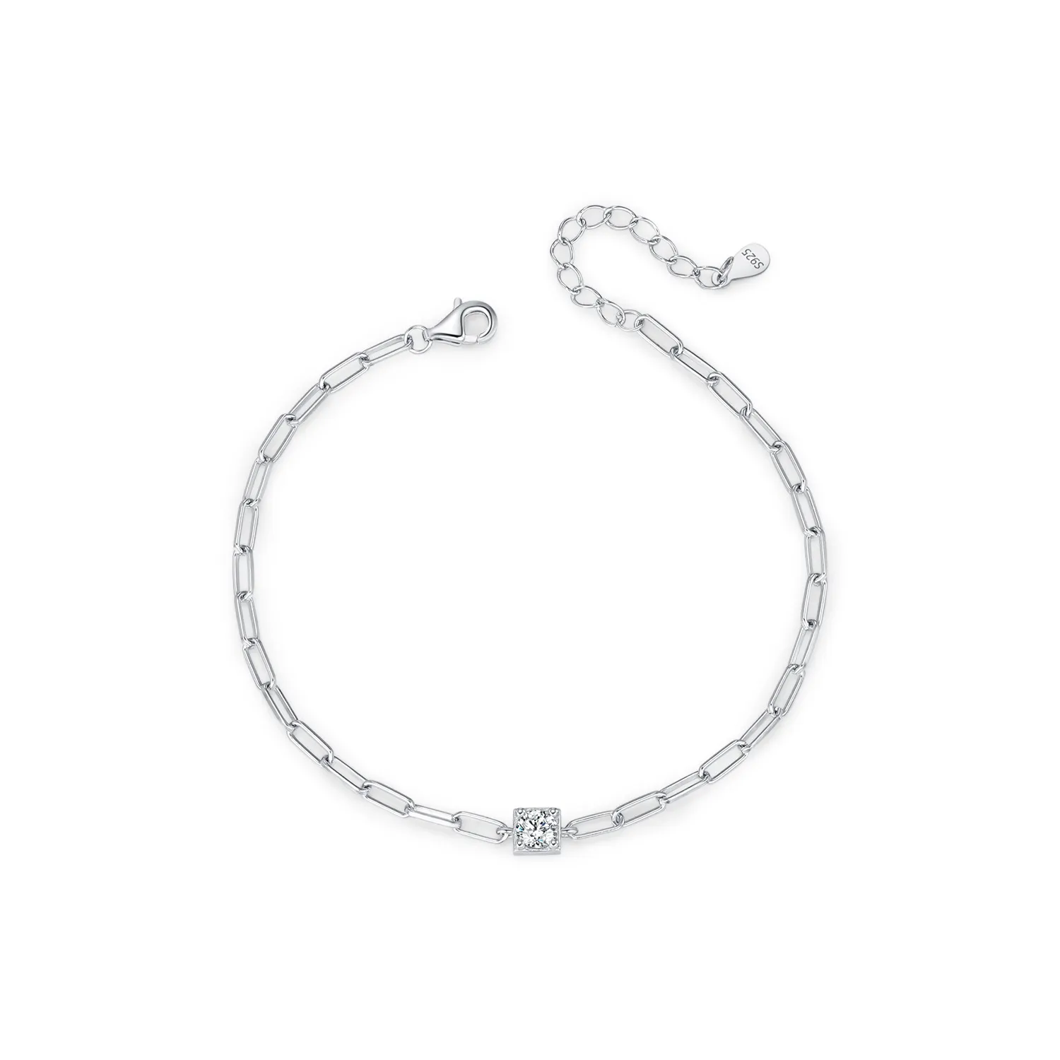 925 Sterling Silver Moissanite Linked Chain Bracelet 110400005