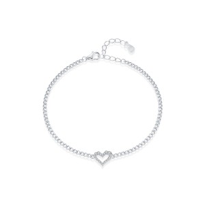 925 Sterling Silver Moissanite Heart Bracelet 110400006