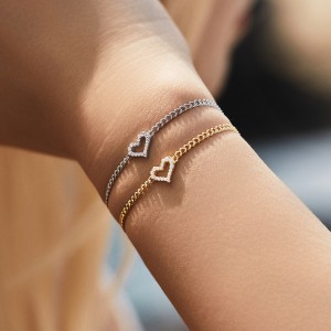 925 Sterling Silver Moissanite Heart Bracelet 110400006