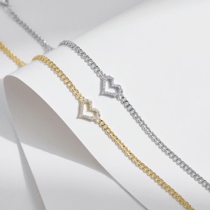 925 Sterling Silver Moissanite Heart Bracelet 110400006