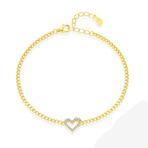 925 Sterling Silver Moissanite Heart Bracelet 110400006